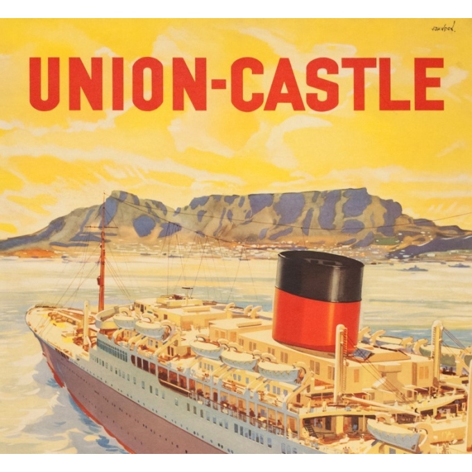 Affiche ancienne de voyage - John Stox - Circa 1950  - Union Castel South Africa - 102 par 63.5 cm - 2