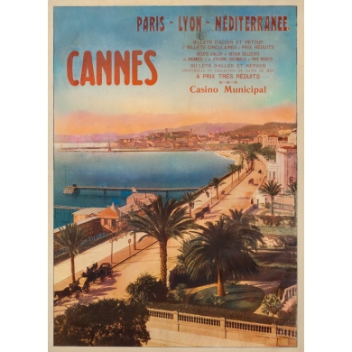 Vintage travel poster - Anonyme  - Circa 1900 - Cannes PLM - 41.7 by 30.3 inches