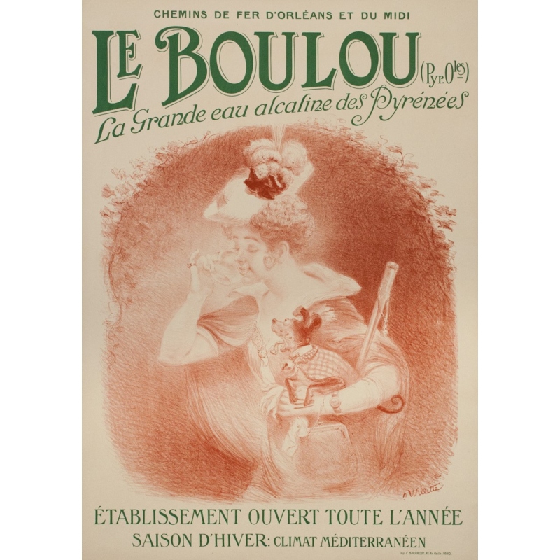 Affiche ancienne de voyage - Villette - Circa 1895 - Le Boulou - 105.5 par 75 cm