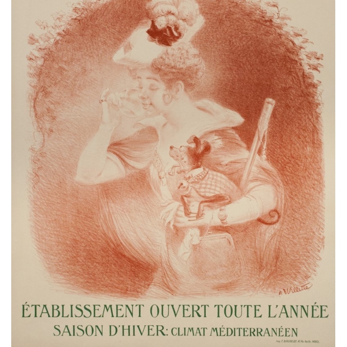 Vintage travel poster - Villette - Circa 1895 - Le Boulou - 41.5 by 29.5 inches - 3