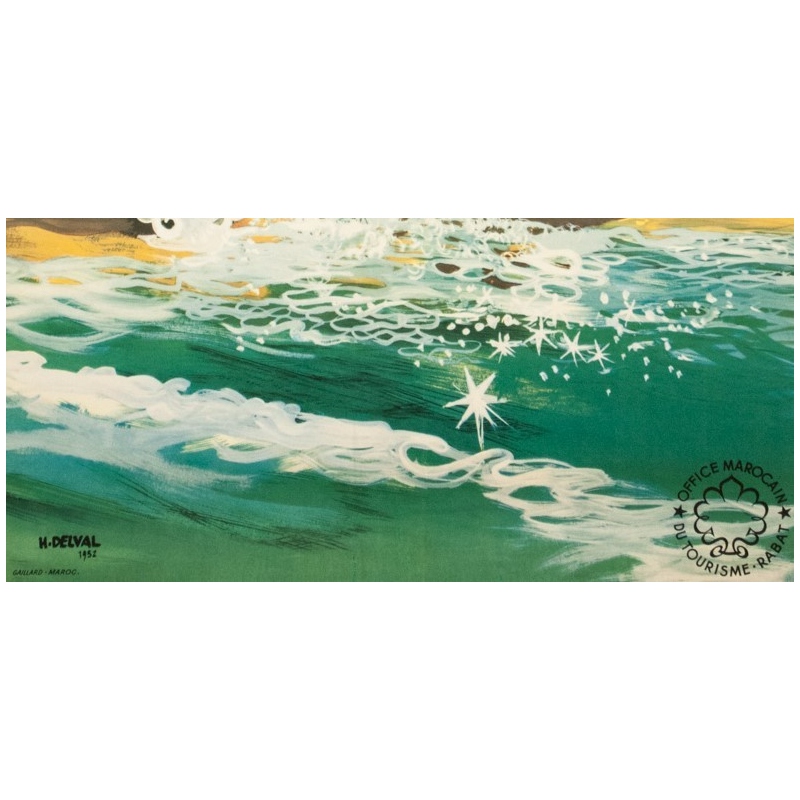 Affiche ancienne de voyage - H.Delval - 1952 - Maroc de nuit - 101 par 60 cm - 3
