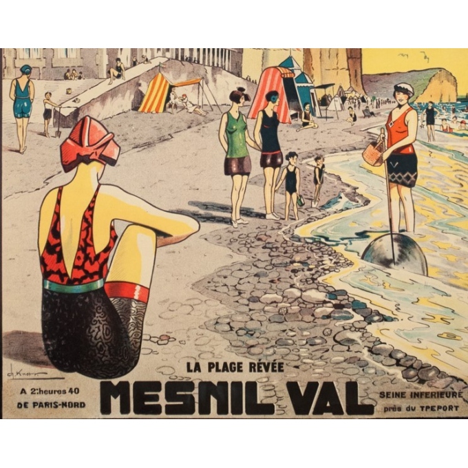 Vintage travel poster - Ch.Knorr - Circa 1925 - Menils Val - 39 by 24.8 inches - 3