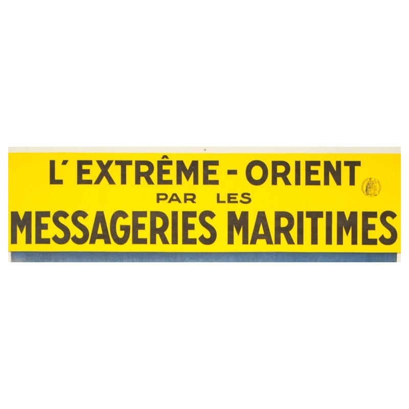 Affiche ancienne de voyage - J.Bouchaud - Circa 1925 - L'extrême Orient par les Messageries Maritimes - 99 par 62 cm - 2