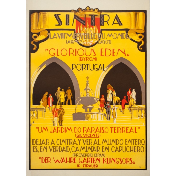 Affiche ancienne de voyage - B. - Circa 1930 - Sintra Portugal - 100 par 69 cm