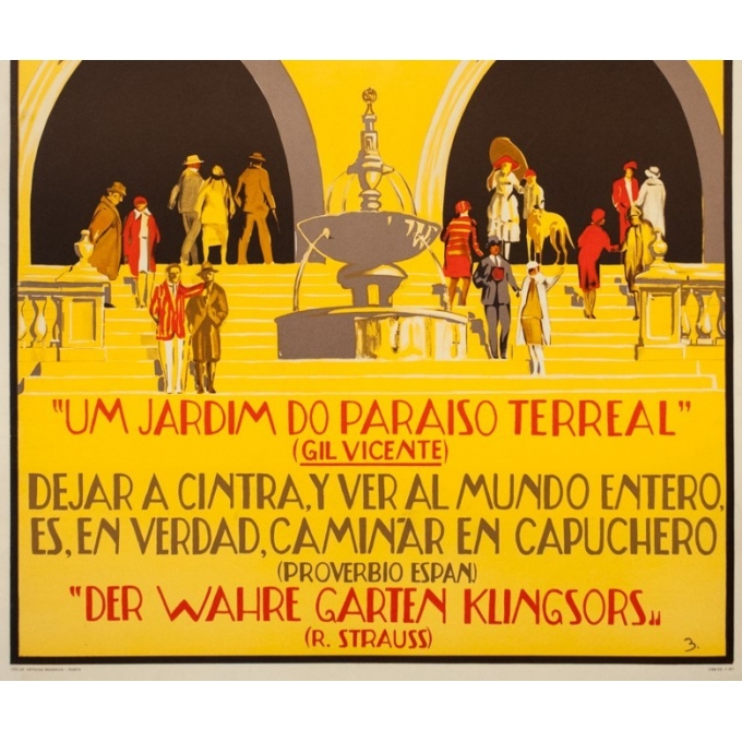 Vintage travel poster - B. - Circa 1930 - Sintra Portugal - 39.4 by 27.2 inches - 3