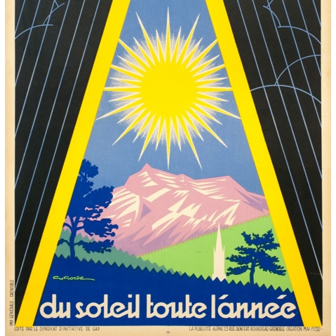 Vintage travel poster - G.Gorde - 1932 - Gap PLM - 39.8 by 24.4 inches - 3 Vintage travel poster - G.Gorde - 1932 - Gap PLM - 39.8 by 24.4 inches - 3