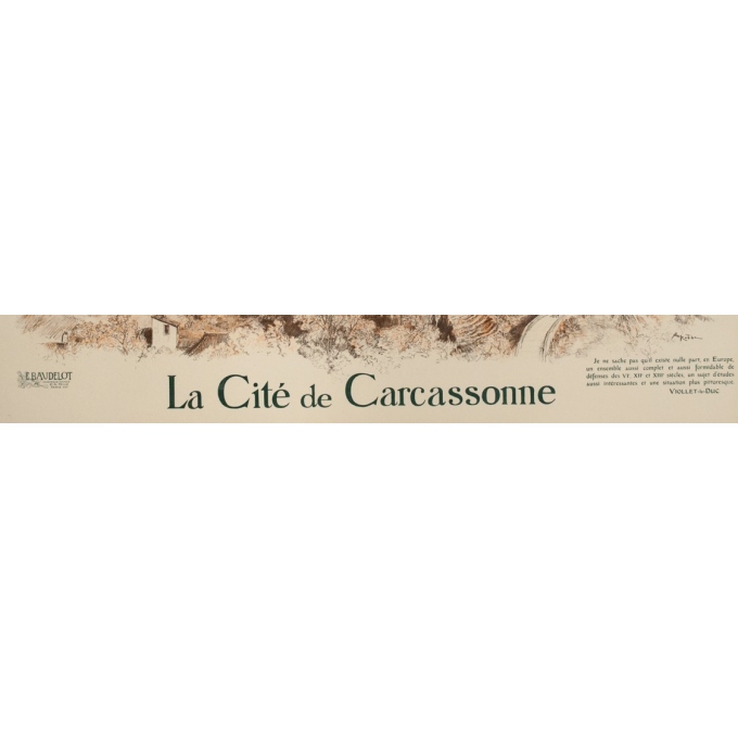 Vintage travel poster - A.Robida - Circa 1900 - Cité de Carcassonne - 41.7 by 29.5 inches - 4