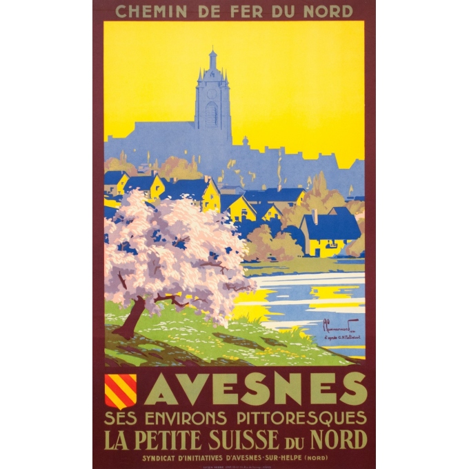 Affiche ancienne de voyage - Pierre Commarmont - 1930 - Avesnes - 101 par 62 cm