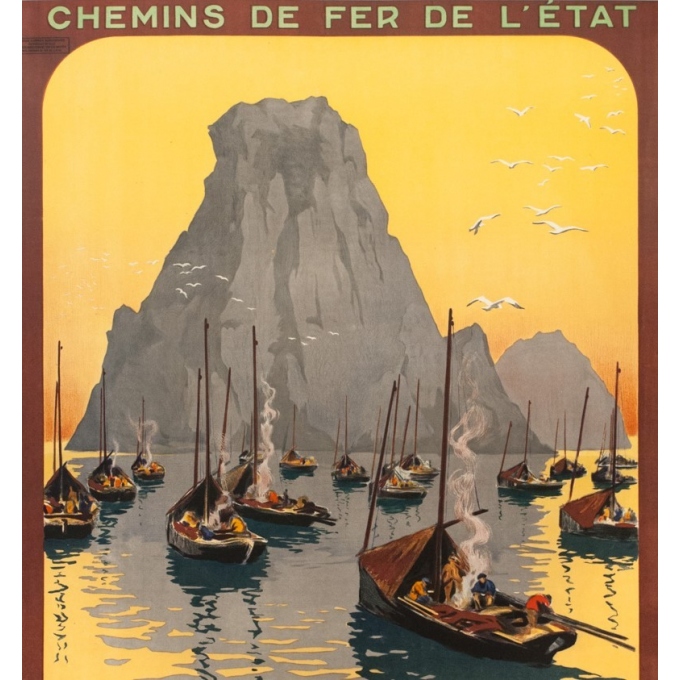 Affiche ancienne de voyage - Hallo - Circa 1925 - Camaret les tas de pois Bretagne - 104.5 par 75 cm - 2