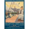 Affiche ancienne de voyage - Guy Marchand  - Circa 1920  - Le Port de Dieppe - 120 par 73 cm