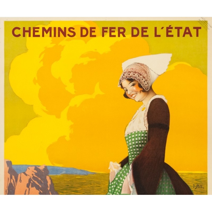 Vintage travel poster - J. Stall - Circa 1920 - Visitez la Bretagne - 40.6 by 29.7 inches - 2 Vintage travel poster - J. Stall - Circa 1920 - Visitez la Bretagne - 40.6 by 29.7 inches - 2