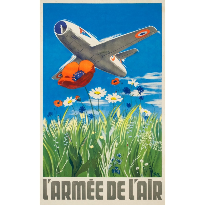 Affiche ancienne de publicité - Delfo - Circa 1950 - L'armée de l'air - 98 par 60 cm