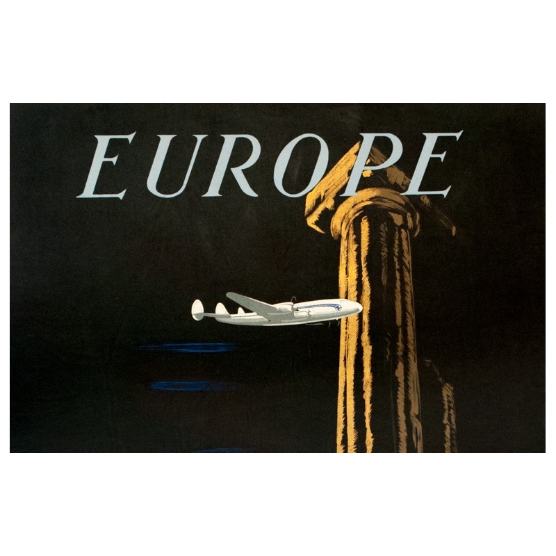 Vintage travel poster - Maurus - 1948 - Air France Europe - 38.6 by 24 inches - 2