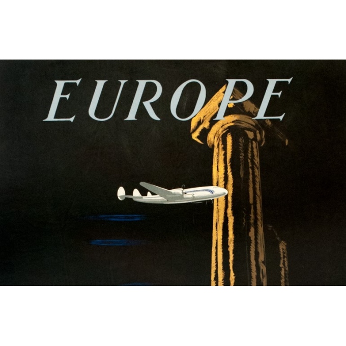 Affiche ancienne de voyage - Maurus - 1948 - Air France Europe - 98 par 61 cm - 2