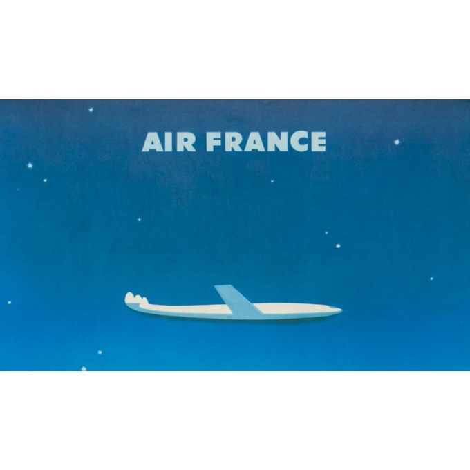 Affiche ancienne de voyage - Excoffon - 1958 - Air France Paris Tokyo Japon - 100 par 63 cm - 2