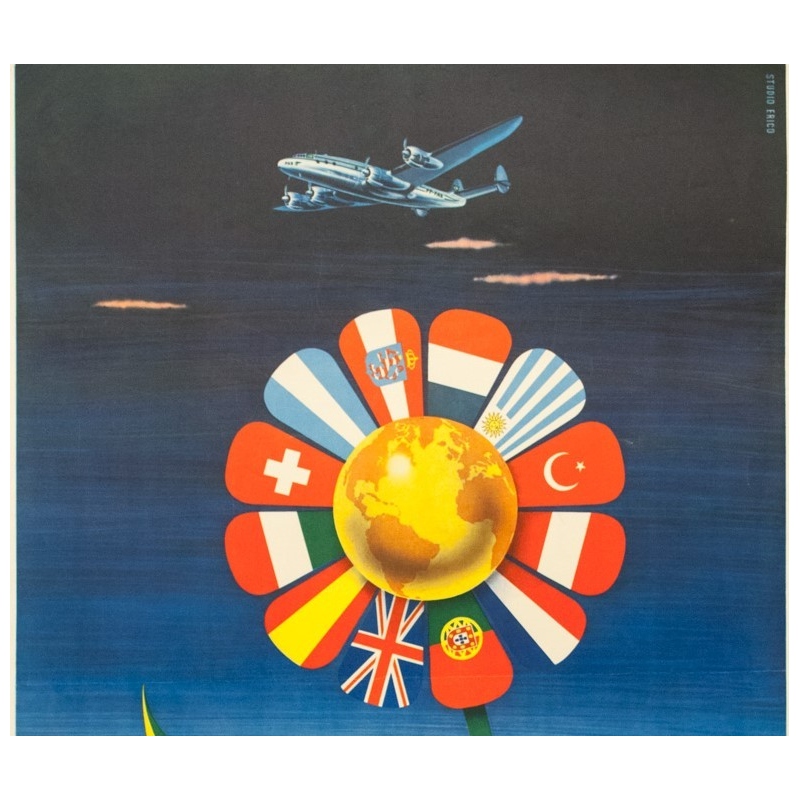 Vintage travel poster - S. Paulo - Circa 1955 - Panair Brasil Brésil - 39.8 by 24.8 inches - 2