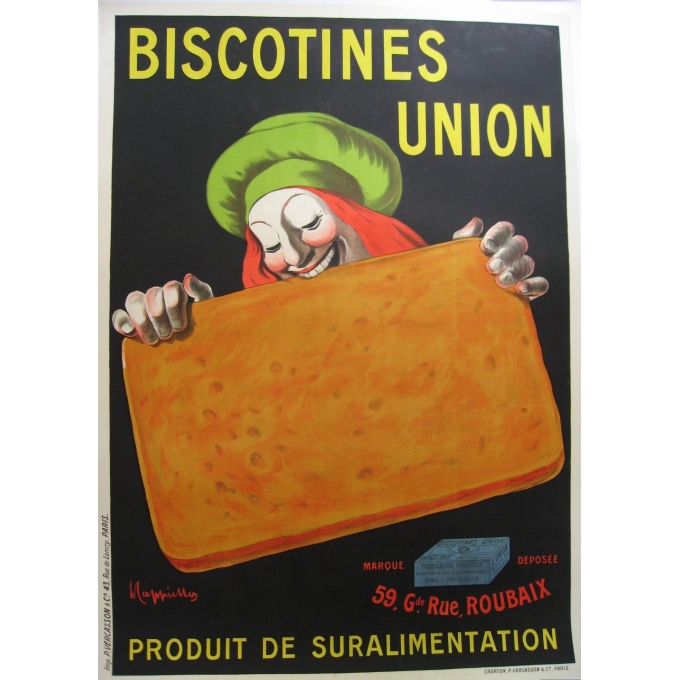 An original french vintage poster of the brand Biscotines union. Elbé Paris.