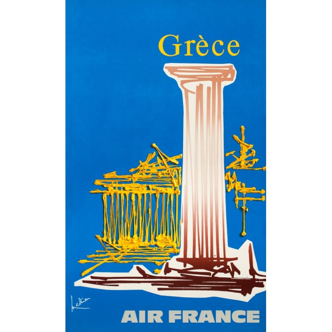 Affiche ancienne de voyage - Georges Mathieu - Circa 1960 - Air France Grèce - 100 par 60 cm