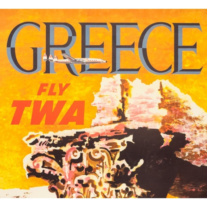 Affiche ancienne de voyage - David   - Circa 1960 - TWA Greece Grèce  - 101.5 par 63.5 cm - 2