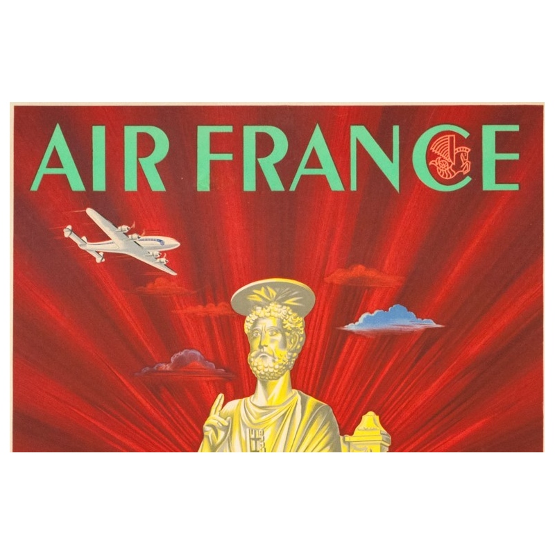 Vintage travel poster - Plaquet - 1949 - Air France Rome Roma italie Italia - 39 by 23.6 inches - 2