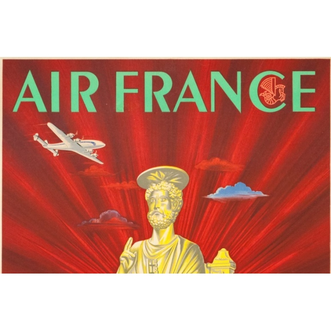 Affiche ancienne de voyage - Plaquet - 1949 - Air France Rome Roma italie Italia - 99 par 60 cm - 2