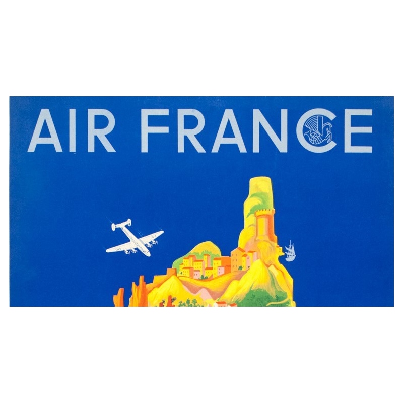 Affiche ancienne de voyage - Lucien Boucher - 1949 - Air France Corse Corsica - 100 par 60 cm - 2