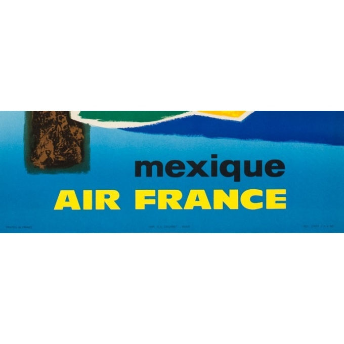 Affiche ancienne de voyage - Guy Georget - 1962 - Air France Mexique Mexico - 99 par 61 cm - 3