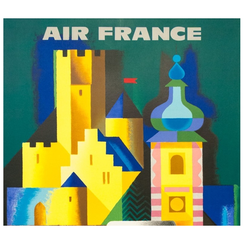 Affiche ancienne de voyage - Nathan - 1963 - Air France Allemagne Germany - 99 par 61.5 cm - 2