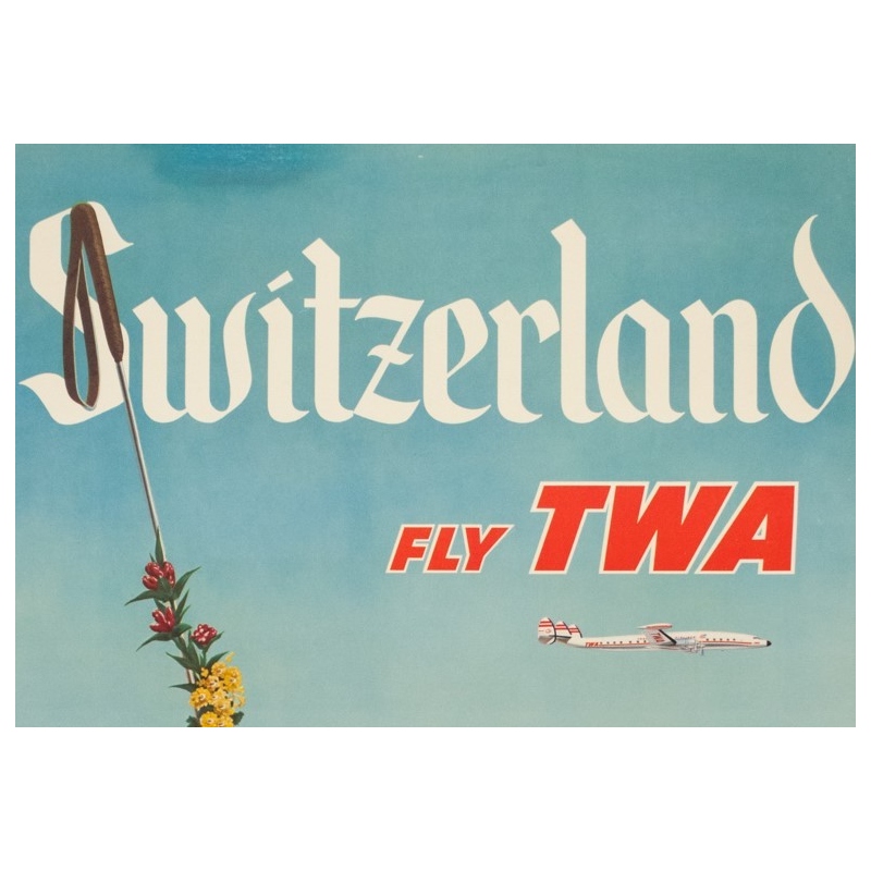 Vintage travel poster - Anonyme - Circa 1950 - TWA Suisse Switzerland - 39.8 by 25.2 inches - 2