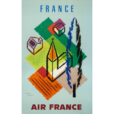Vintage travel poster - Jean Carlu - 1958 - Air France France - 39.4 by 24.4 inches