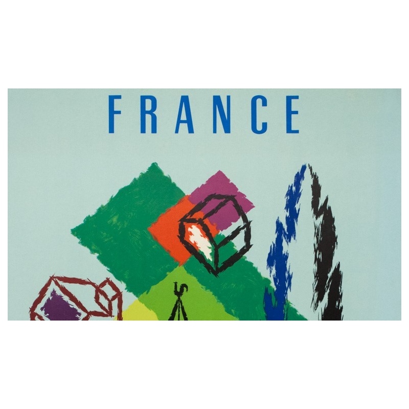 Affiche ancienne de voyage - Jean Carlu - 1958 - Air France France - 100 par 62 cm - 2