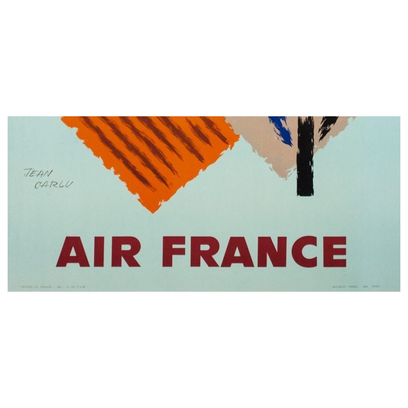 Affiche ancienne de voyage - Jean Carlu - 1958 - Air France France - 100 par 62 cm - 3