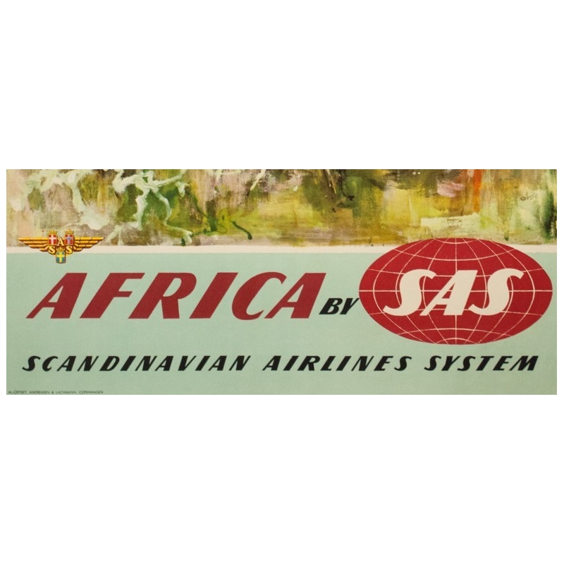 Vintage travel poster - Don - Circa 1960 - SAS Africa Afrique Girafes - 39.4 by 24.8 inches - 3