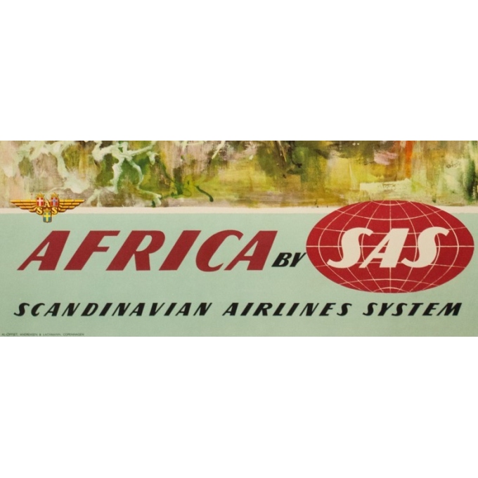 Affiche ancienne de voyage - Don - Circa 1960 - SAS Africa Afrique Girafes - 100 par 63 cm - 3