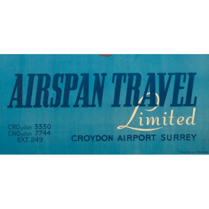 Affiche ancienne de voyage - Pontac - 1949 - Airspan Travel Corse Corsica - 98.5 par 61.5 cm - 3