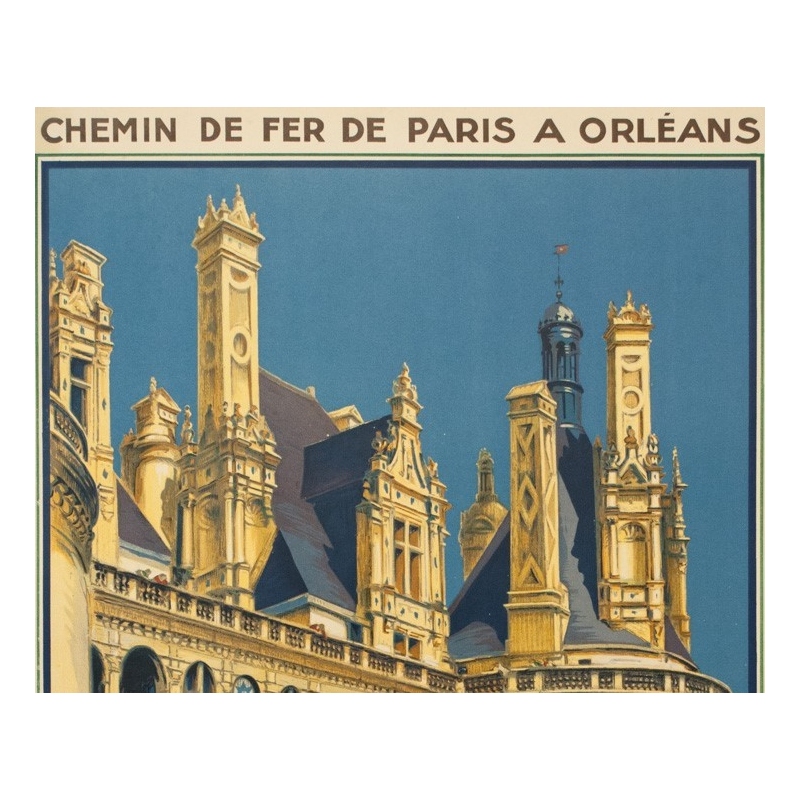 Vintage travel poster - Hallo - 1932 - Chambord - 39 by 24.2 inches - 2
