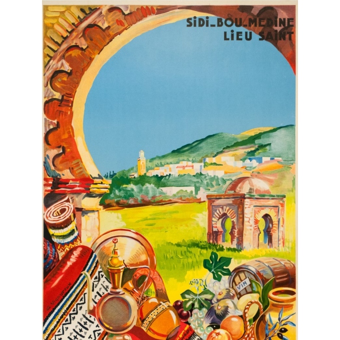 Affiche ancienne de voyage - G.Vigoureux - Circa 1930 - Tlemcen Sidi Bou Medin - 100 par 60 cm - 2