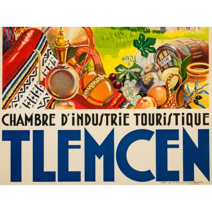 Affiche ancienne de voyage - G.Vigoureux - Circa 1930 - Tlemcen Sidi Bou Medin - 100 par 60 cm - 3