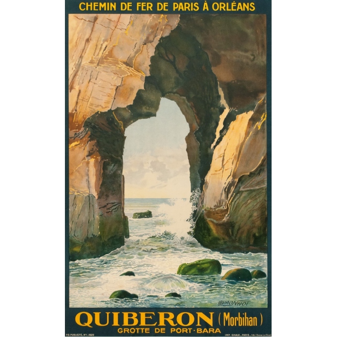 Affiche ancienne de voyage - L.Symonnot - 1929 - Quiberon Morbihan - 100 par 62 cm