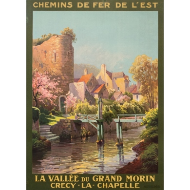 Affiche ancienne de voyage - Charles Hallés - 1924 - Crecy La Chapelle - 105 par 75.5 cm