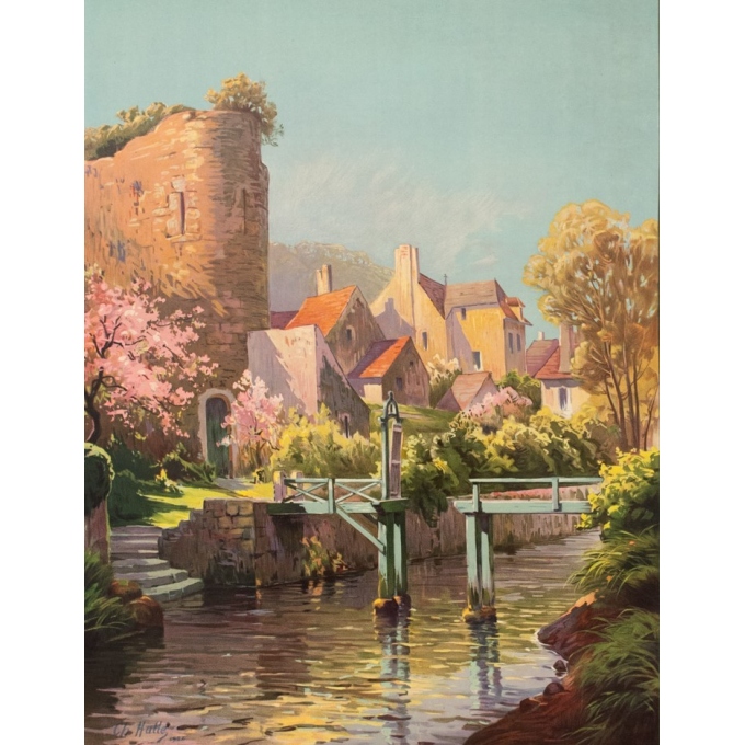Vintage travel poster - Charles Hallés - 1924 - Crecy La Chapelle - 41.3 by 29.7 inches - 2 Vintage travel poster - Charles Hallés - 1924 - Crecy La Chapelle - 41.3 by 29.7 inches - 2