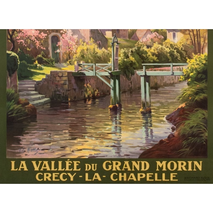 Affiche ancienne de voyage - Charles Hallés - 1924 - Crecy La Chapelle - 105 par 75.5 cm - 3