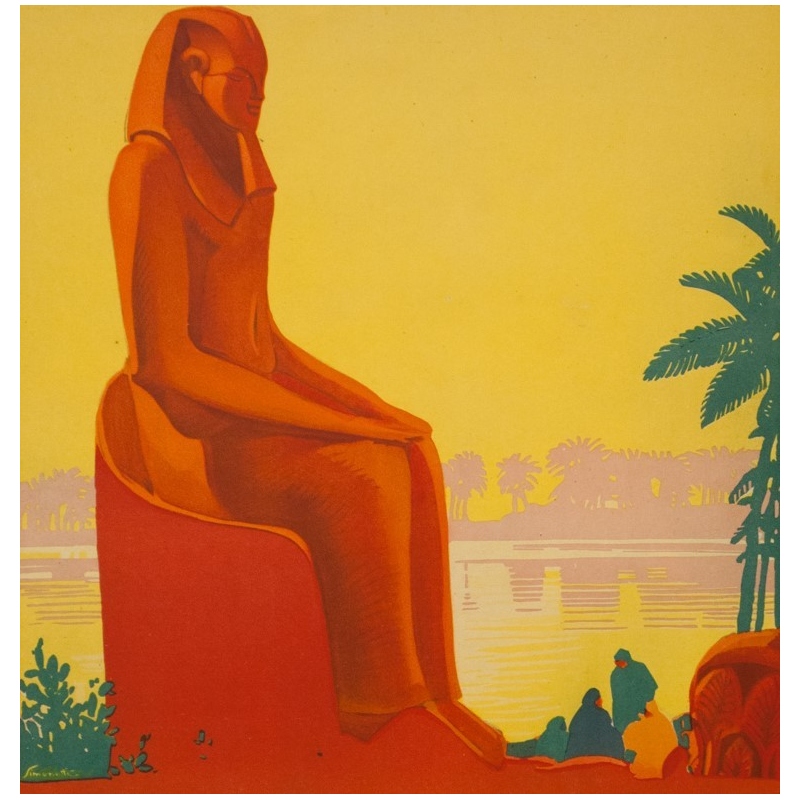 Vintage travel poster - Simonetti - Circa 1925 - Voyage Circulaire En Méditerranée - 27.2 by 19.1 inches - 2