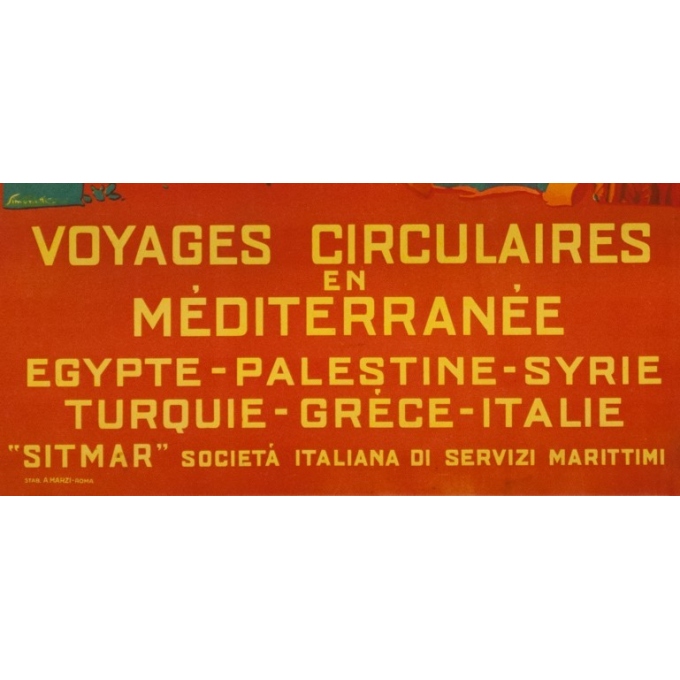 Affiche ancienne de voyage - Simonetti - Circa 1925 - Voyage Circulaire En Méditerranée - 69 par 48.5 cm - 3