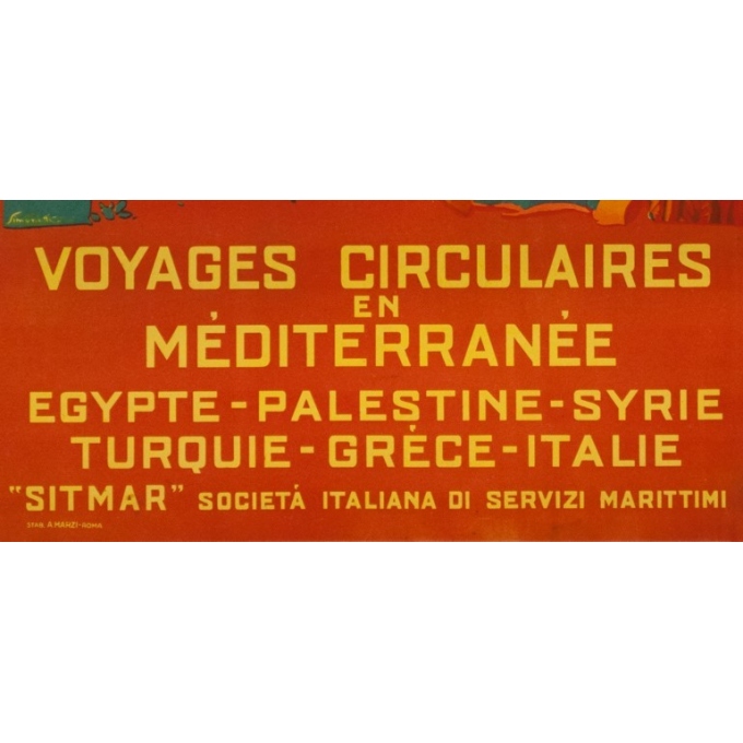 Vintage travel poster - Simonetti - Circa 1925 - Voyage Circulaire En Méditerranée - 27.2 by 19.1 inches - 3