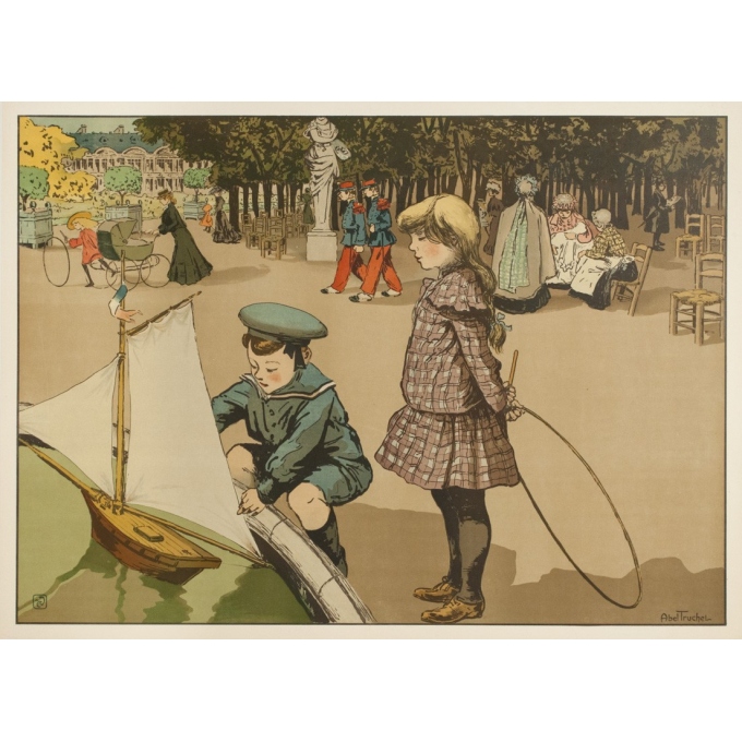 Affiche ancienne originale - Abel Truchel - Circa 1900 - Jardin Du Luxembourg - 90 par 65 cm