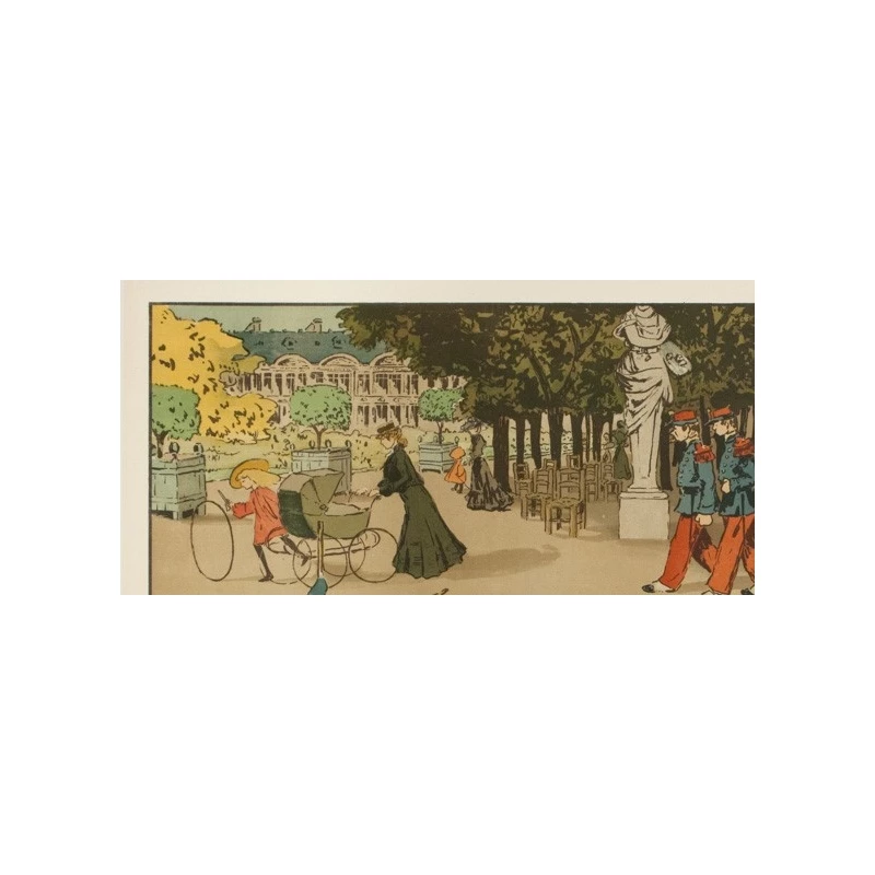 Affiche ancienne originale - Abel Truchel - Circa 1900 - Jardin Du Luxembourg - 90 par 65 cm - 2