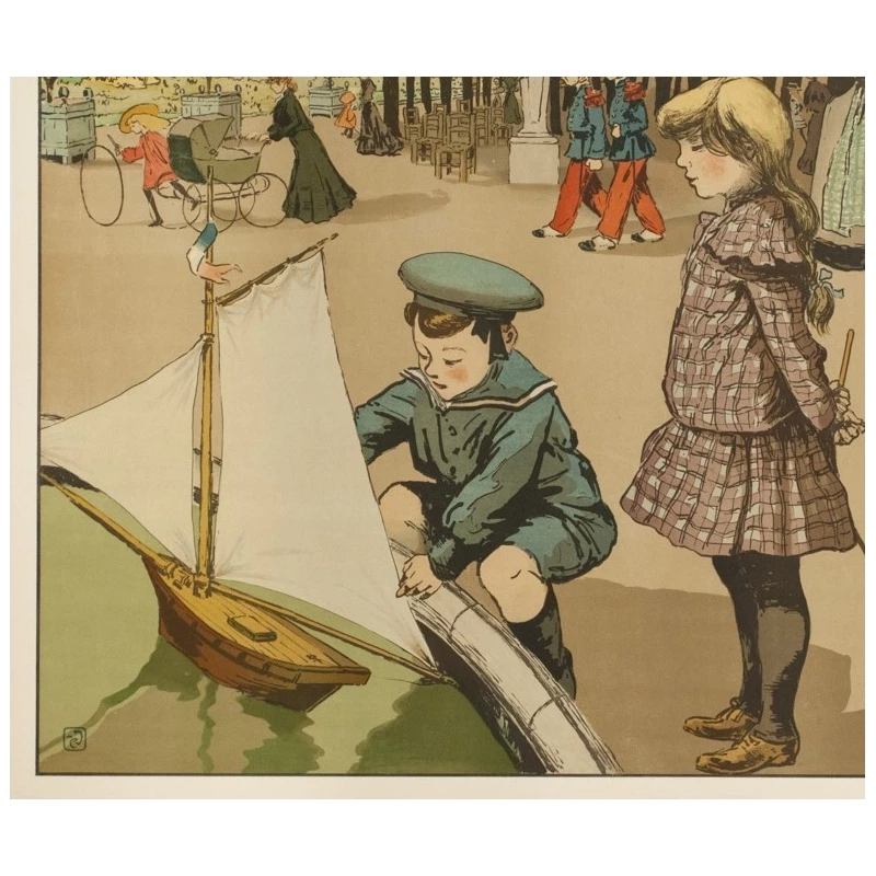 Affiche ancienne originale - Abel Truchel - Circa 1900 - Jardin Du Luxembourg - 90 par 65 cm - 4