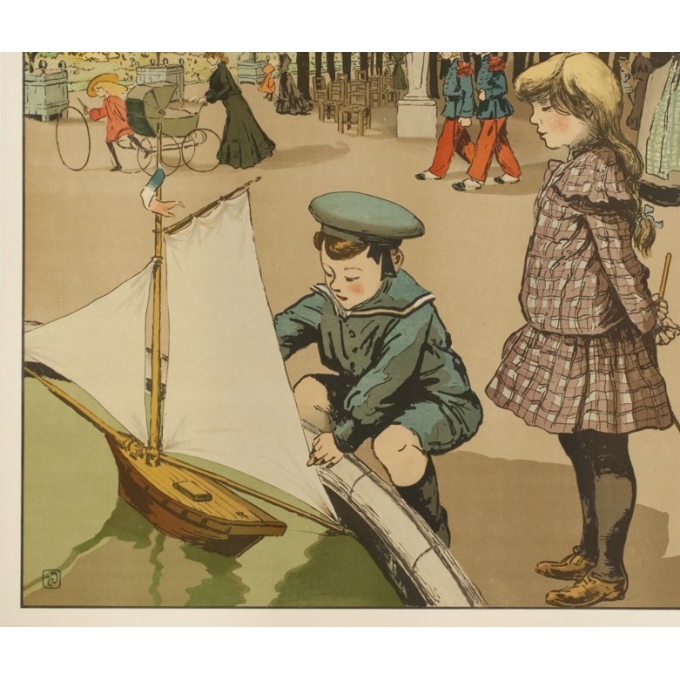 Affiche ancienne originale - Abel Truchel - Circa 1900 - Jardin Du Luxembourg - 90 par 65 cm - 4