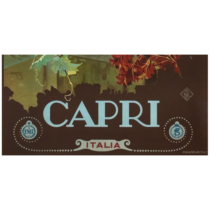 Vintage travel poster - M.Borgoni - Circa 1925 - Capri Italie - 39.8 by 27.6 inches - 3